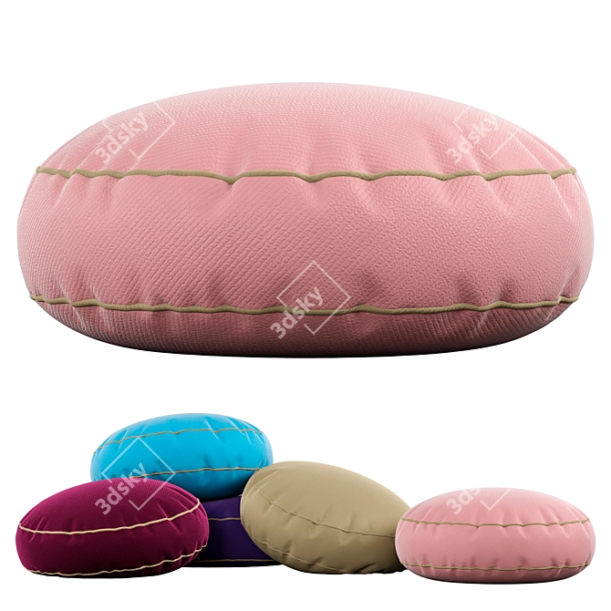 Luxurious Velvet Round Pillow Set 3D model image 2