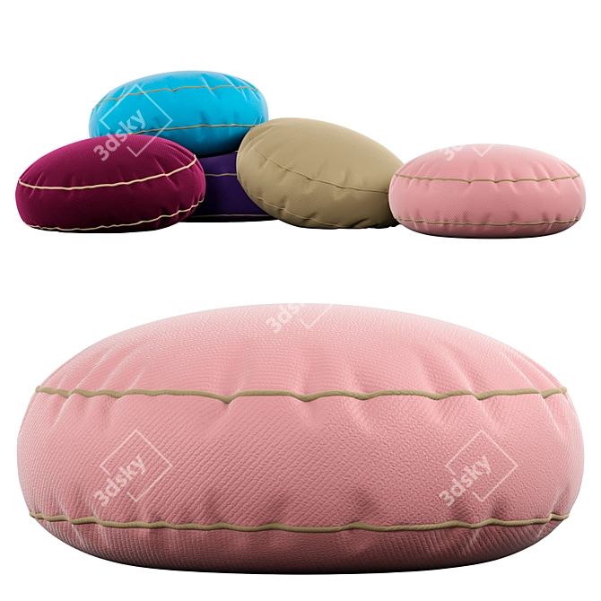 Luxurious Velvet Round Pillow Set 3D model image 3