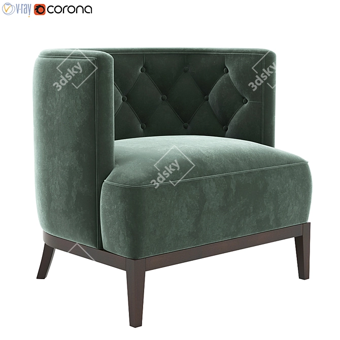 Opulent Velvet Bourbon Armchair 3D model image 1