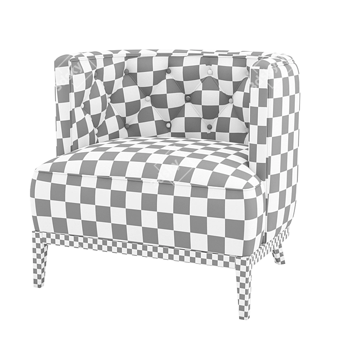 Opulent Velvet Bourbon Armchair 3D model image 3