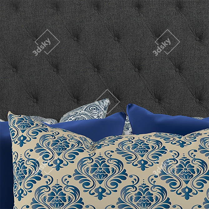 Elegant Tufted Chesterfield Bed 3D model image 2