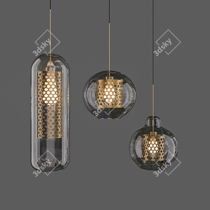 Stylish Glass Pendant Lights 3D model image 1