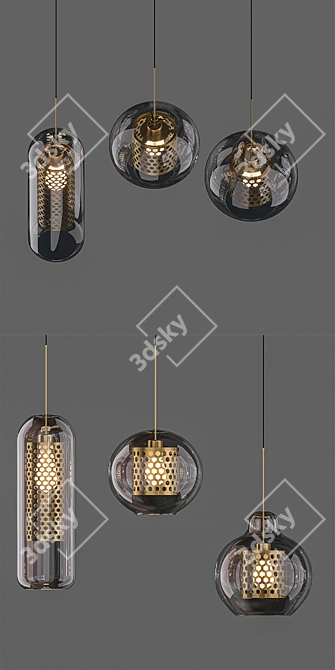 Stylish Glass Pendant Lights 3D model image 2