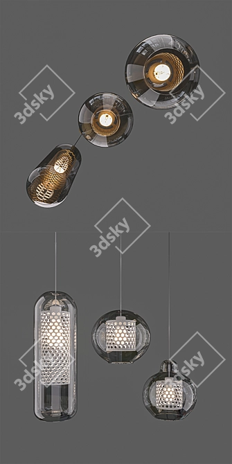 Stylish Glass Pendant Lights 3D model image 3