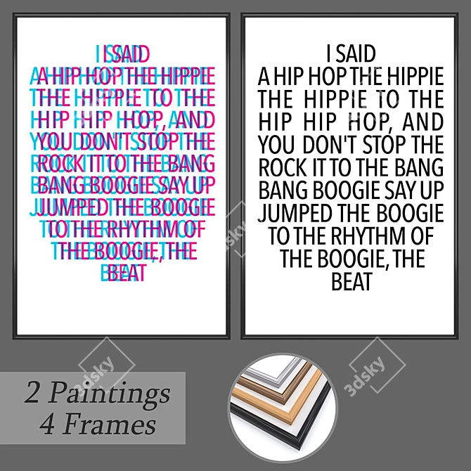 Gallery Ensemble No. 160 - 2 Paintings & 4 Frame Options 3D model image 1