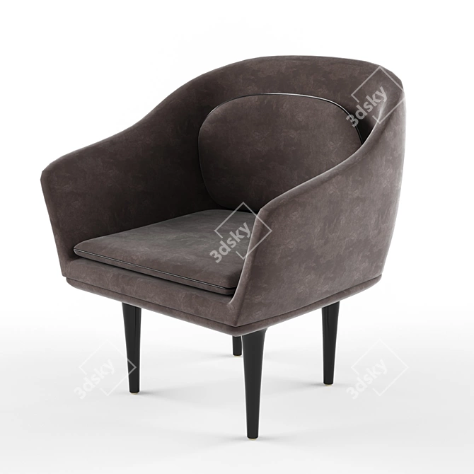 Elegant Velvet Armchair, 32x28x35 3D model image 1