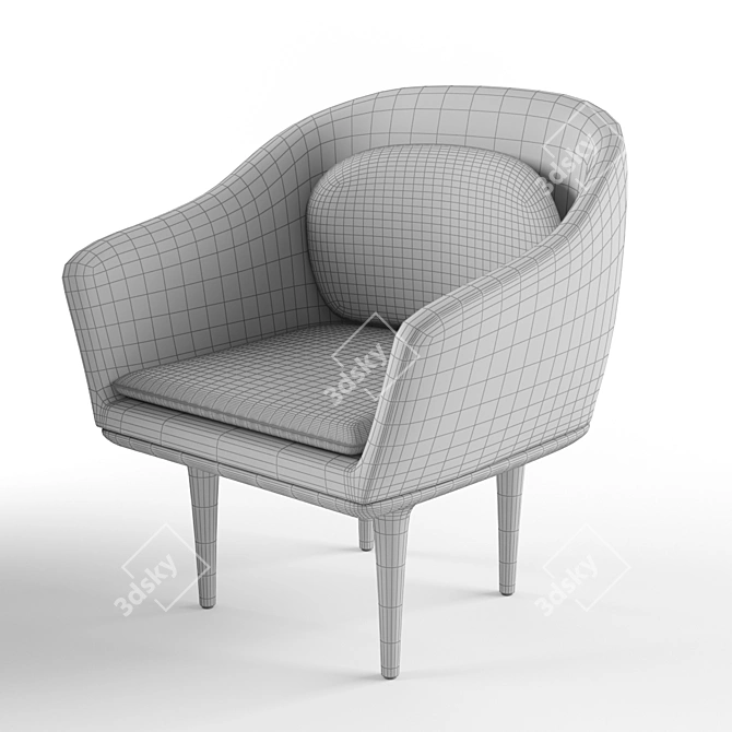 Elegant Velvet Armchair, 32x28x35 3D model image 2