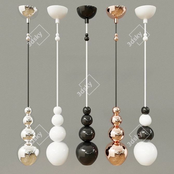 Bubble Pendant Lamp: Chrome, Porcelain & Copper 3D model image 2