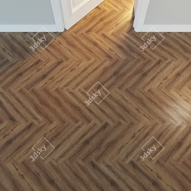 Natural Wood Herringbone Parquet 3D model image 2