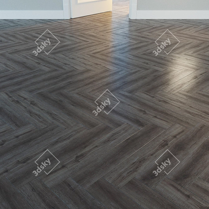 Natural Wood Herringbone Parquet 3D model image 1