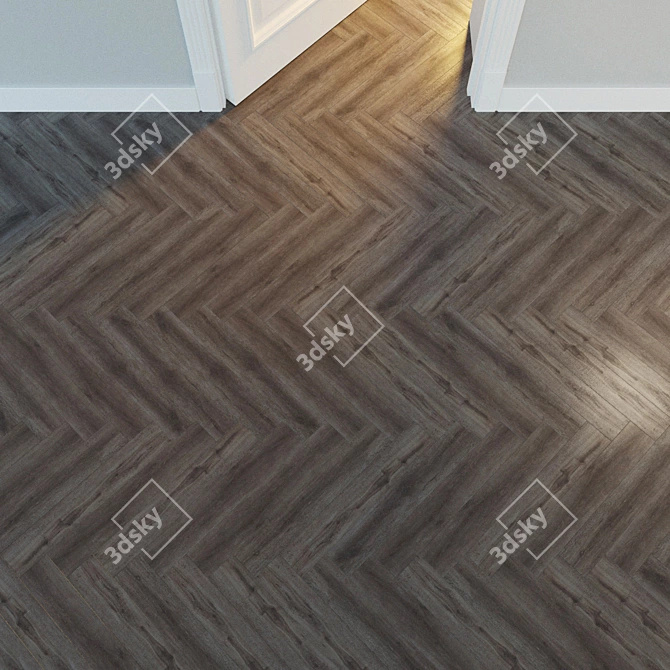 Natural Wood Herringbone Parquet 3D model image 2