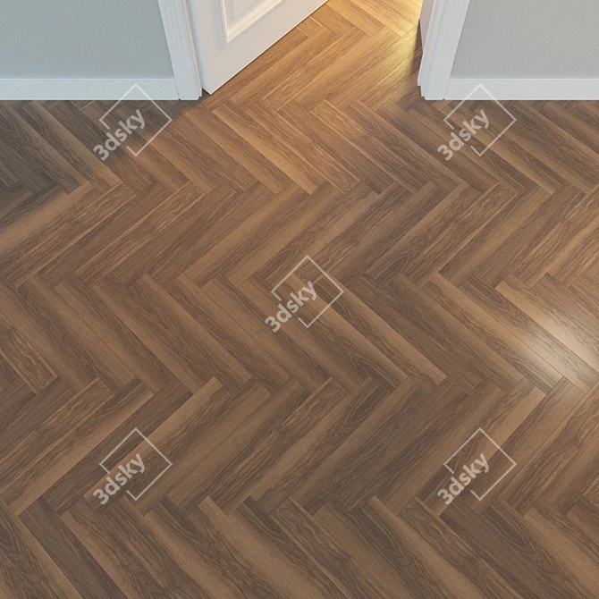 Natural Wood Herringbone Parquet 3D model image 1