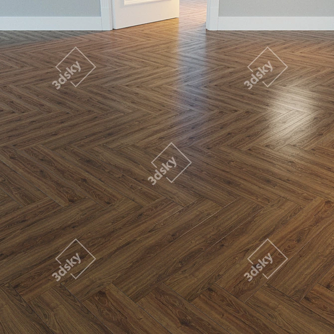 Natural Wood Parquet Flooring 3D model image 2