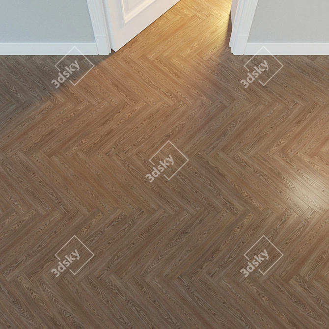 Elegant Herringbone Parquet 3D model image 1