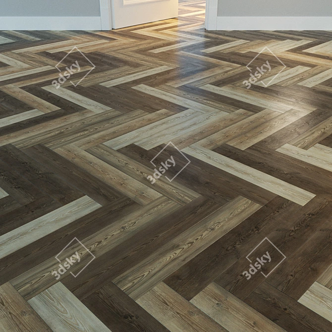 Natural Wood Parquet Flooring 3D model image 2