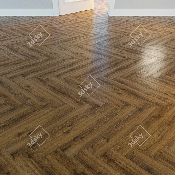 Natural Wood Parquet Flooring 3D model image 2