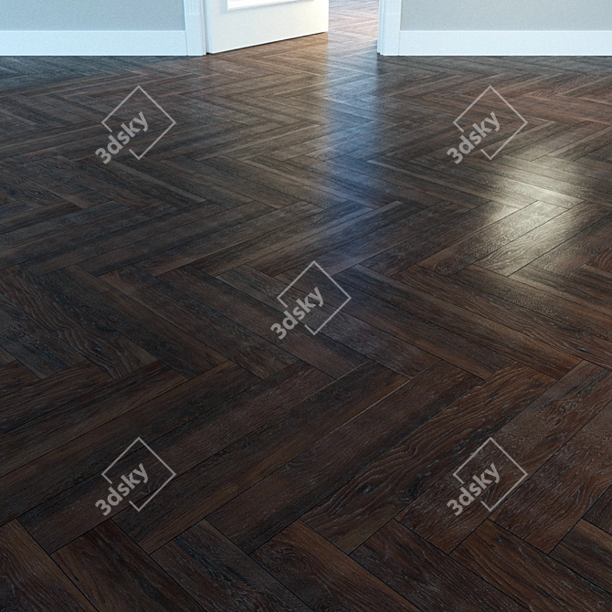 Dark Oak Herringbone Parquet 3D model image 1