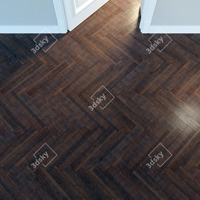 Dark Oak Herringbone Parquet 3D model image 2