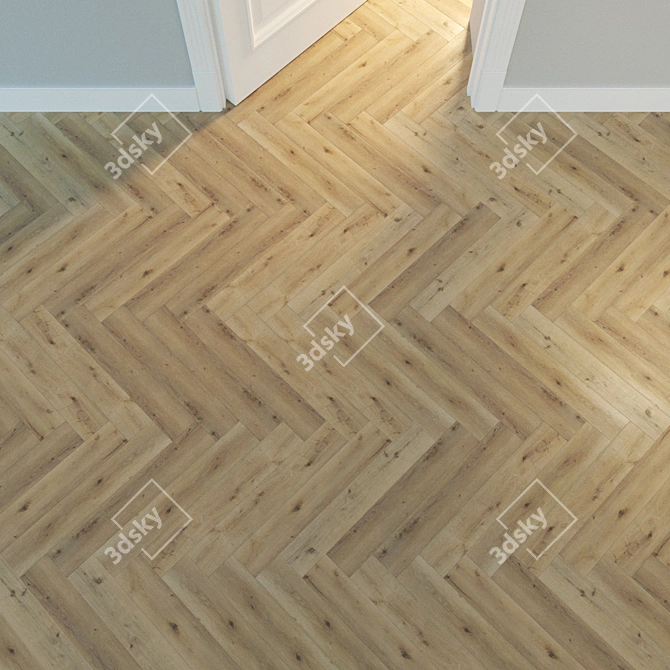 Natural Wood Herringbone Parquet 3D model image 1