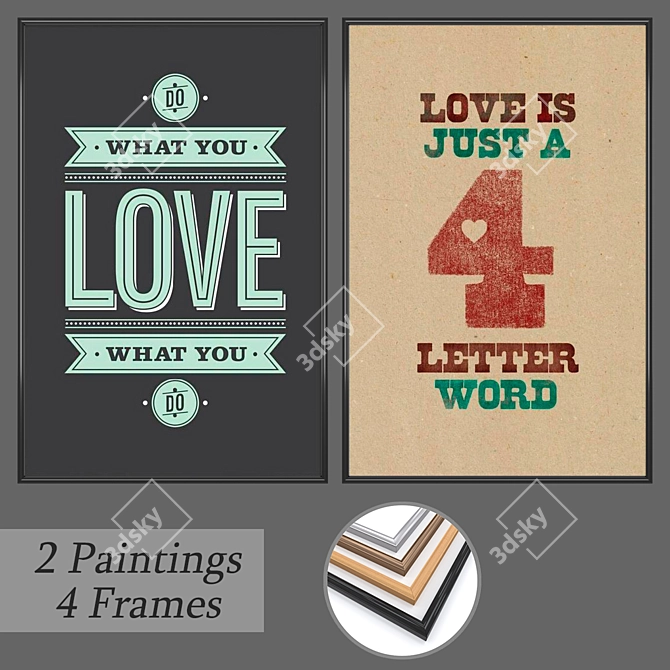 Elegant Wall Art Set with Multiple Frames 3D model image 1