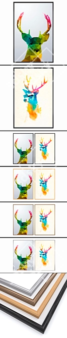 Modern Art Set 175: 2 Paintings & 4 Frames 3D model image 2