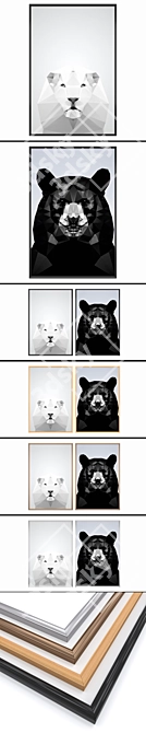 Modern Wall Art Set with Multiple Frames 3D model image 2