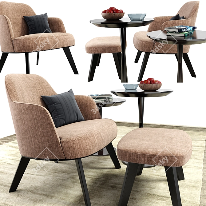 Elegant Poliform Jane Armchair Set 3D model image 1