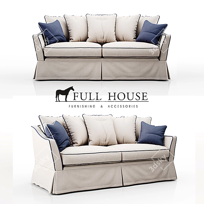 Elegant Provance Sofa in Textile and Solid Wood 3D model image 1