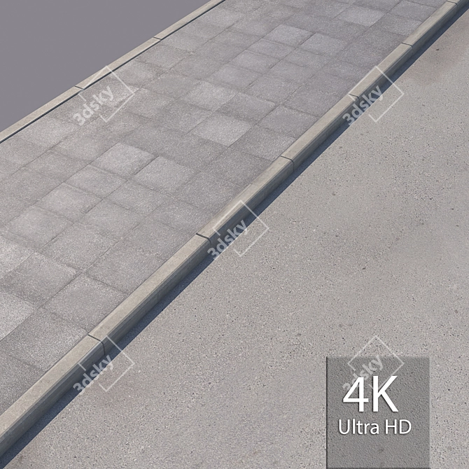 Versatile Sidewalk Kit: Tiles, Road, Curb 3D model image 2