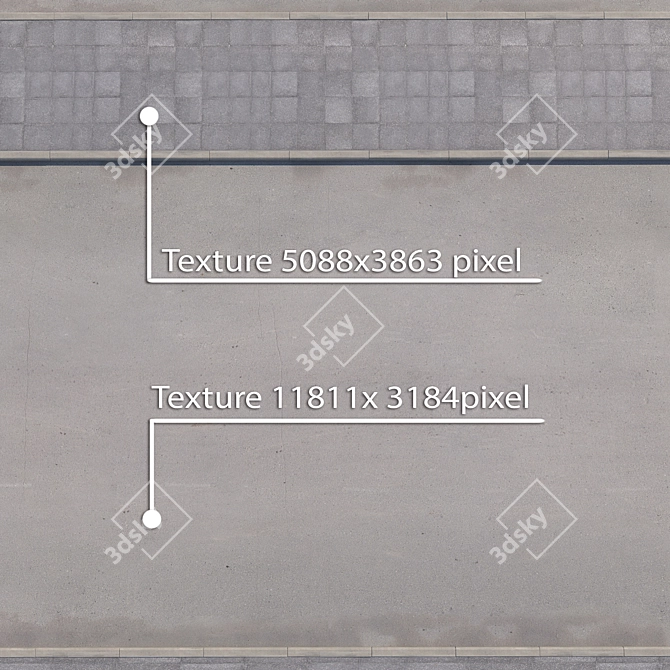 Versatile Sidewalk Kit: Tiles, Road, Curb 3D model image 3