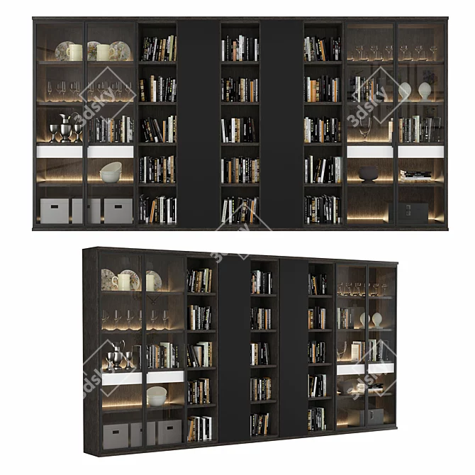 Modern Bookcase 08 3D model image 1