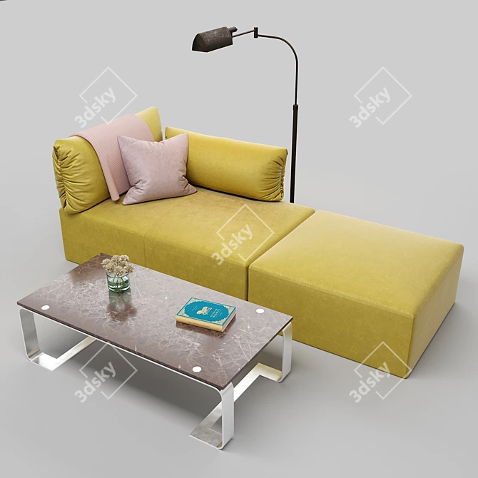 Luxurious Bottega Veneta Tassello Sofa 3D model image 1