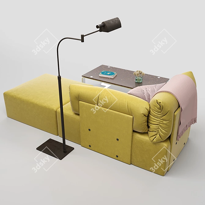 Luxurious Bottega Veneta Tassello Sofa 3D model image 2