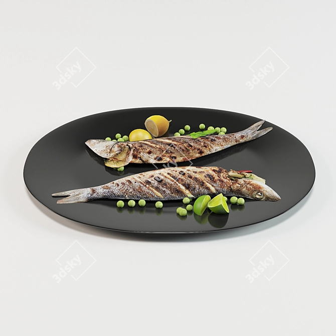 Grilled Branzino - Perfectly Cooked Whole Fish 3D model image 2