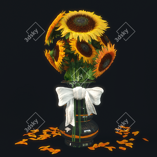 Sunflower Vase: Decorative Floral Accent 3D model image 1