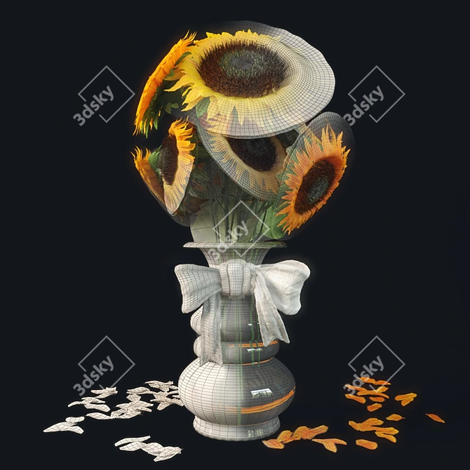 Sunflower Vase: Decorative Floral Accent 3D model image 3