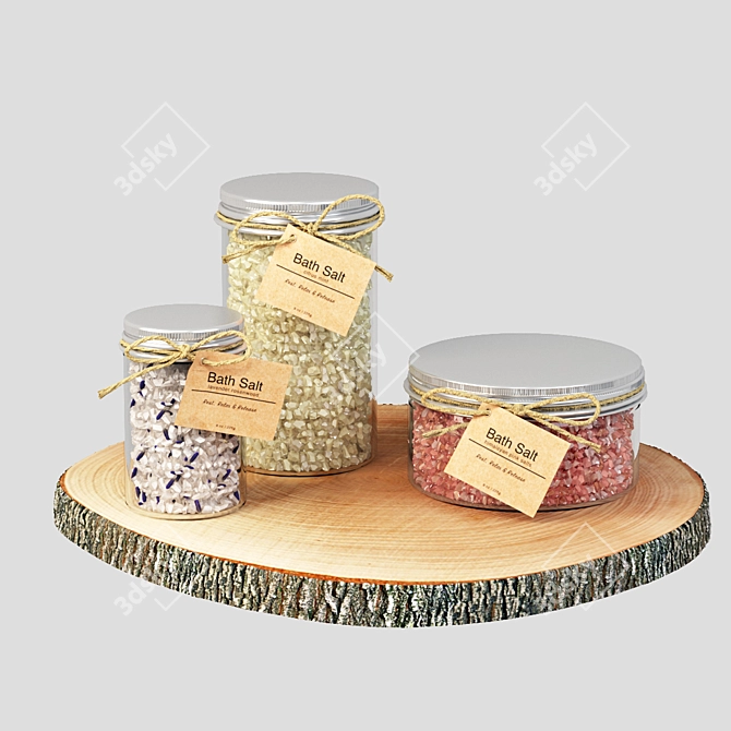 Luxury Wooden Bath Salt Tray 3D model image 1