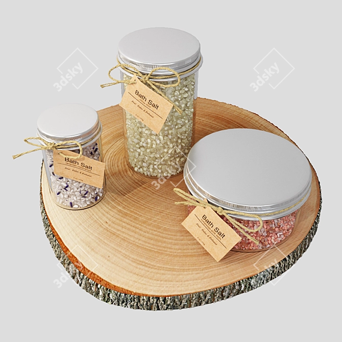 Luxury Wooden Bath Salt Tray 3D model image 2