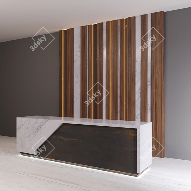 Sleek Reception Desk: 3050mm Width 3D model image 2