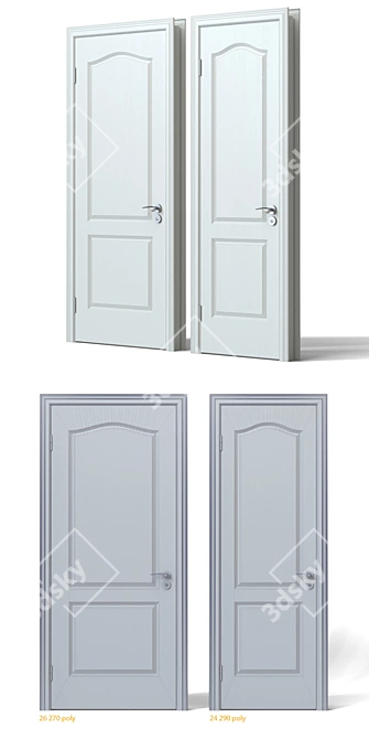 Modern Unwrap Interior Door Set 3D model image 2