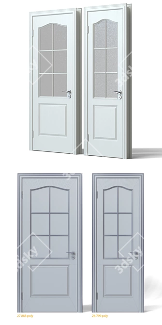 Modern Unwrap Interior Door Set 3D model image 3