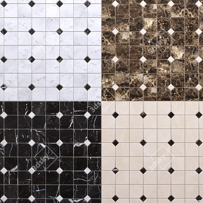 Elite 3 Mosaic Tiles: Exquisite Elegance 3D model image 1