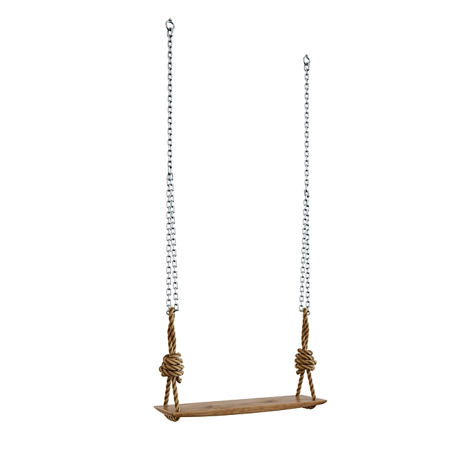 Natural Wood Indoor Swing 3D model image 1