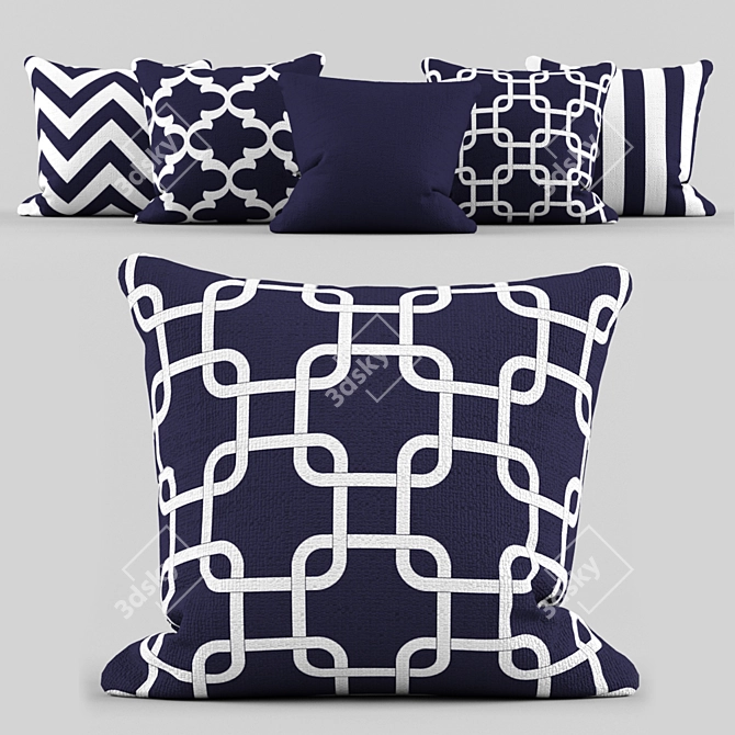 Nautical Navy Pillow Set 3D model image 1