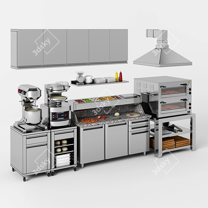 Cuppone Pizza Equipment: Dough Mixer, Dough Press, Oven & Prep Table 3D model image 1