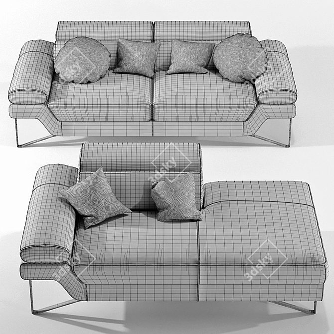 Princess Leather 2-Seater Sofa 3D model image 3