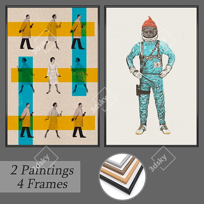 Elegant Wall Painting Set 3D model image 1