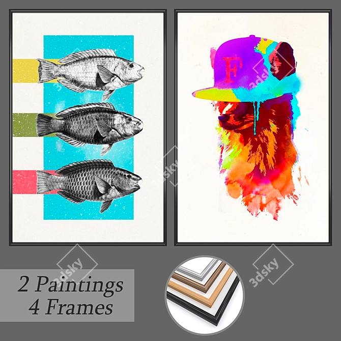 Modern Art Set: Wall Paintings 3D model image 1