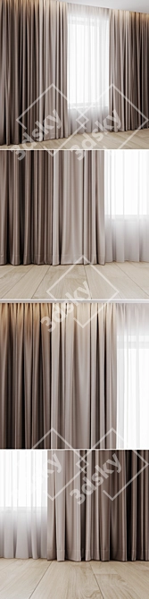 Elegant Window Drapes & Sheers 3D model image 2