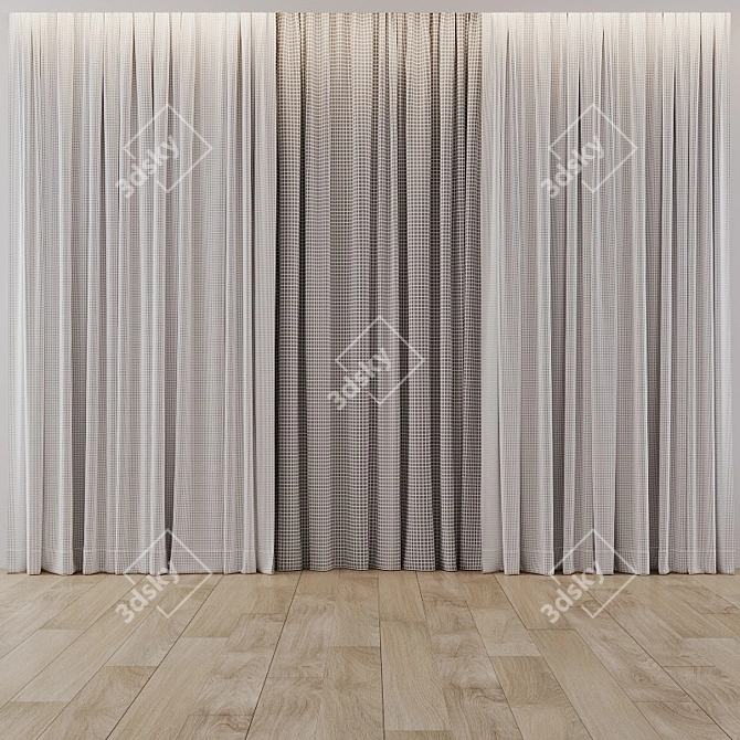 Elegant Window Drapes & Sheers 3D model image 3